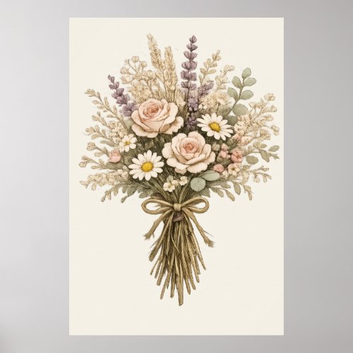 Vintage Wildflower Bouquet Poster