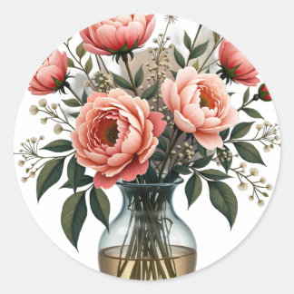 Vintage Wildflower Bouquet Wedding Bridal Party Bo Classic Round Sticker