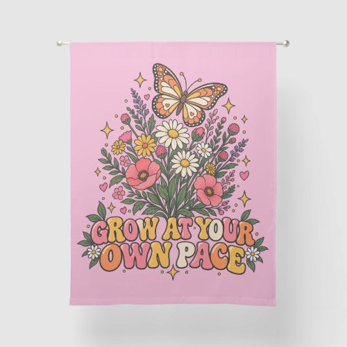 Vintage Wildflower Butterfly Grow At Your Own Pace Sheer Curtains