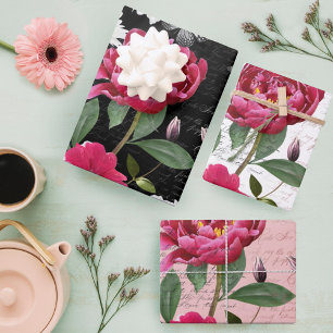 Vintage Wildflower Butterfly Handwriting Decoupage Wrapping Paper Sheets