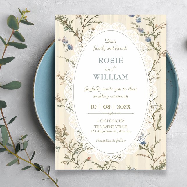 Vintage wildflower cottagecore wedding invitation (Creator Uploaded)