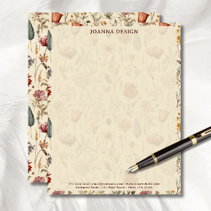 Vintage Wildflower Cream Business Stationery 
