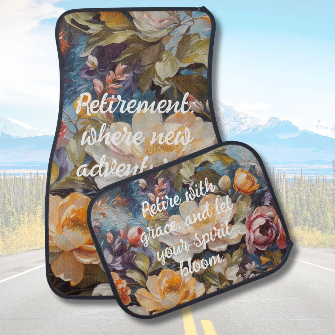 Vintage Wildflower Custom Retirement Gifts for Her Car Floor Mat (Vintage Wildflower Custom Retirement Gifts for Her)