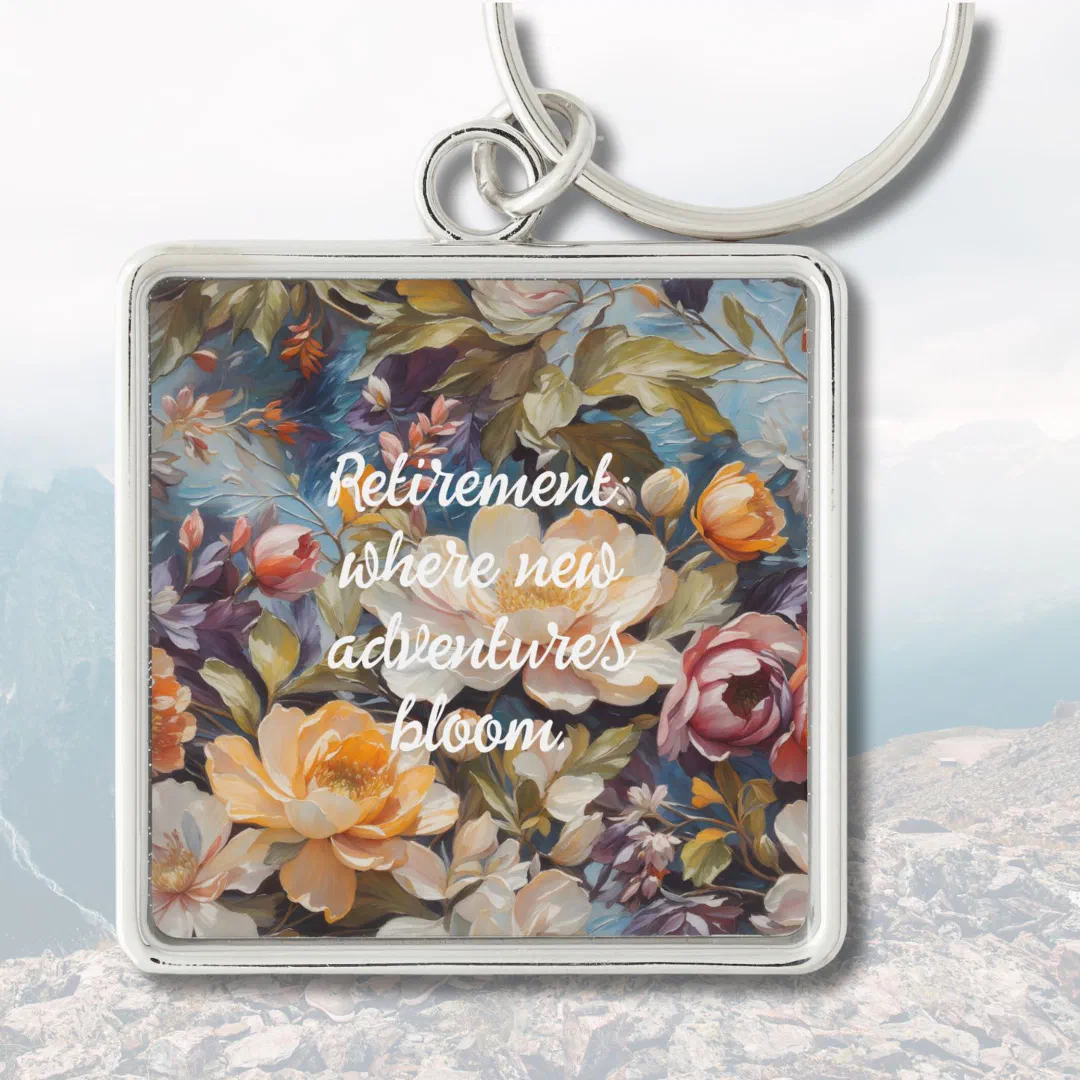 Vintage Wildflower Custom Retirement Gifts for Her Keychain (Vintage Wildflower Custom Retirement Gifts for Her)