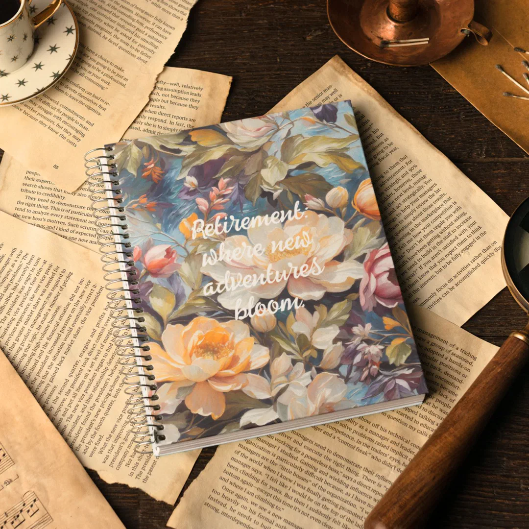 Vintage Wildflower Custom Retirement Gifts for Her Notebook (Vintage Wildflower Custom Retirement Gifts for Her)