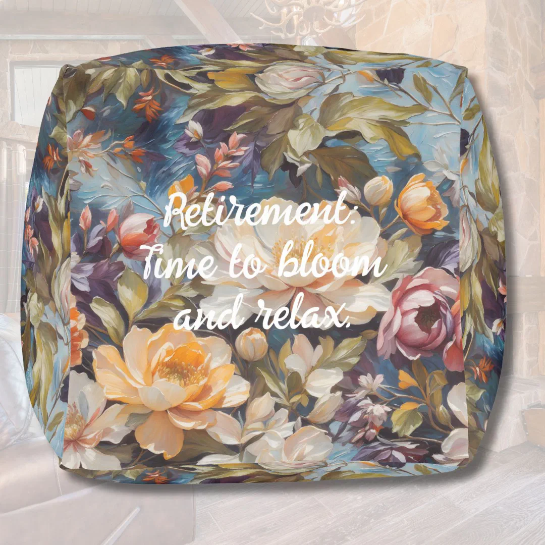 Vintage Wildflower Custom Retirement Gifts for Her Pouf (Vintage Wildflower Custom Retirement Gifts for Her)