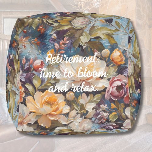 Vintage Wildflower Custom Retirement Gifts for Her Pouf