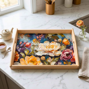 Vintage Wildflower Custom Retirement Gifts for Her Serving Tray