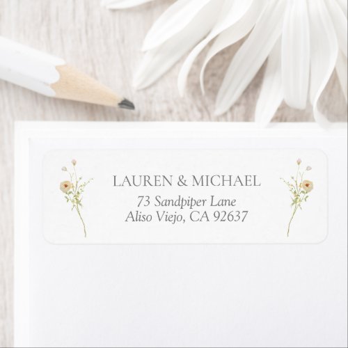 Vintage Wildflower Elegant Wedding Return Address Label