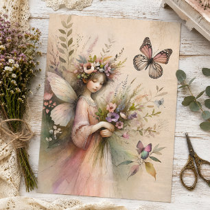 Vintage Wildflower Fairy Decoupage Tissue Paper