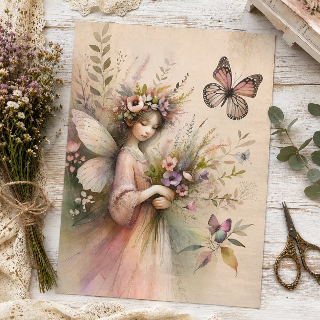 Vintage Wildflower Fairy Decoupage Tissue Paper (Creator Uploaded)