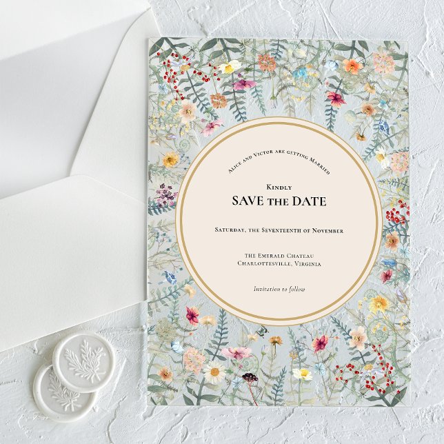 Vintage Wildflower Fern Beige Save the Date (Creator Uploaded)