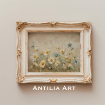 Vintage Wildflower Field Painting Botanical Floral