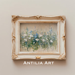 Vintage Wildflower Field Painting Flower Landscape Poster
