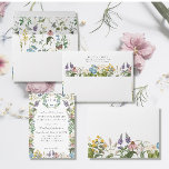 Vintage Wildflower Floral n Butterfly Wedding  Envelope<br><div class="desc">Designed for a 5" x 7" invitation (A7) and useful for weddings, bridal showers, baby showers or personal stationery uses. Simple, elegant and modern wildflower border arch floral in pastel colors of blue, lavender, purple, pink yellow and white flowers with leaf foliage greenery. The inside has flowers in a repeat...</div>