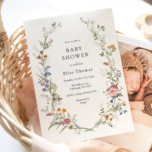 Vintage Wildflower Garden Baby Shower Invitation
