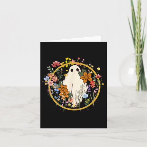 Vintage Wildflower Ghost Cute Halloween Spooky Sea Card