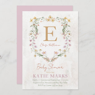 Vintage Wildflower Girl Baby Shower Invitation