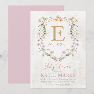 Vintage Wildflower Girl Baby Shower Invitation