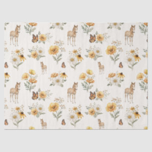 Vintage Wildflower Horse and Butterfly Pattern Tissue Paper