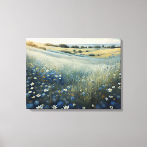 Vintage Wildflower landscape Field Wall Print