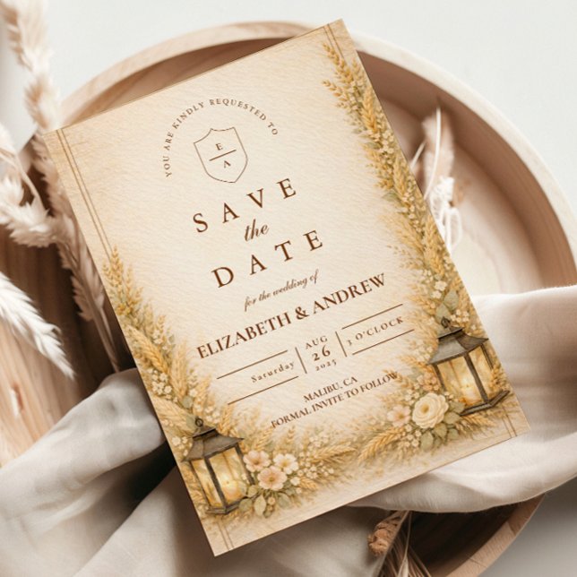 Vintage Wildflower Lantern Garden Wedding Save The Date (Creator Uploaded)
