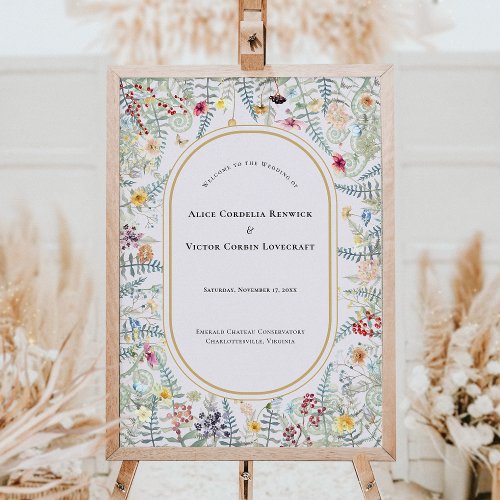 Vintage Wildflower Lavender Wedding Welcome Sign