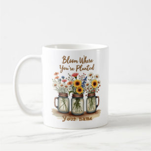 Vintage Wildflower Mason Jar Coffee Mug