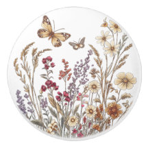 Vintage Wildflower Meadow with Butterflies