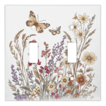 Vintage Wildflower Meadow with Butterflies