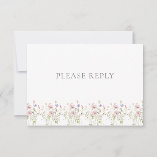 Vintage Wildflower Monogram QR Code Garden Wedding RSVP Card