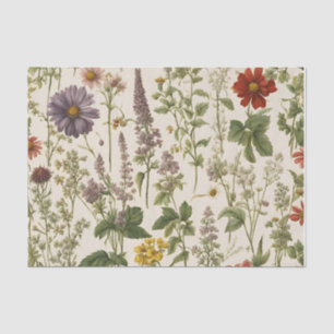 Vintage Wildflower Nature Decoupage  Tissue Paper