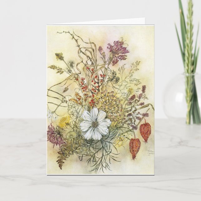 Vintage Wildflower Note Card (Front)