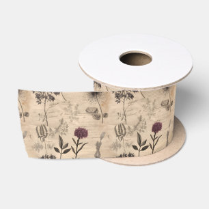 Vintage Wildflower Pattern  Satin Ribbon