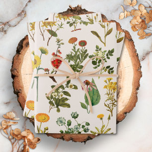 Vintage Wildflower Pattern Wrapping Paper Sheets