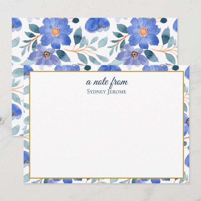 Vintage Wildflower Personalized Note Card (Front/Back)