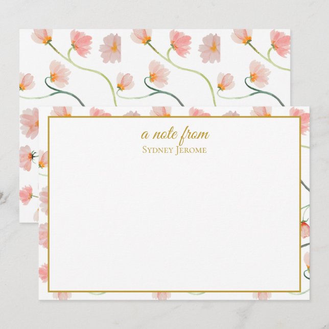 Vintage Wildflower Personalized Note Card (Front/Back)
