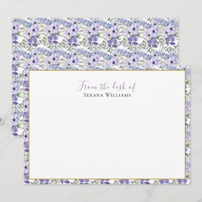 Vintage Wildflower Personalized Note Card (Front/Back)