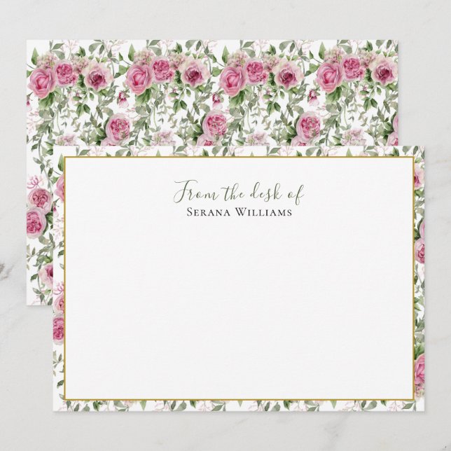 Vintage Wildflower Personalized Note Card (Front/Back)