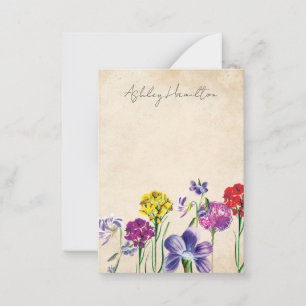 Vintage Wildflower Personalized Stationery Note Card