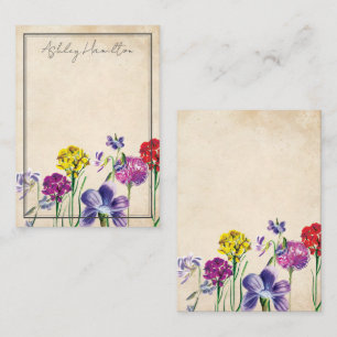 Vintage Wildflower Personalized Stationery Note Card