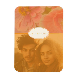 Vintage Wildflower Pink Poppy Save The Date Magnet