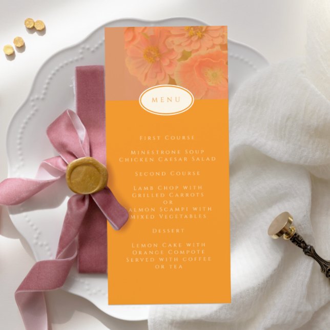 Vintage Wildflower Pink Poppy Wedding Menu (Creator Uploaded)