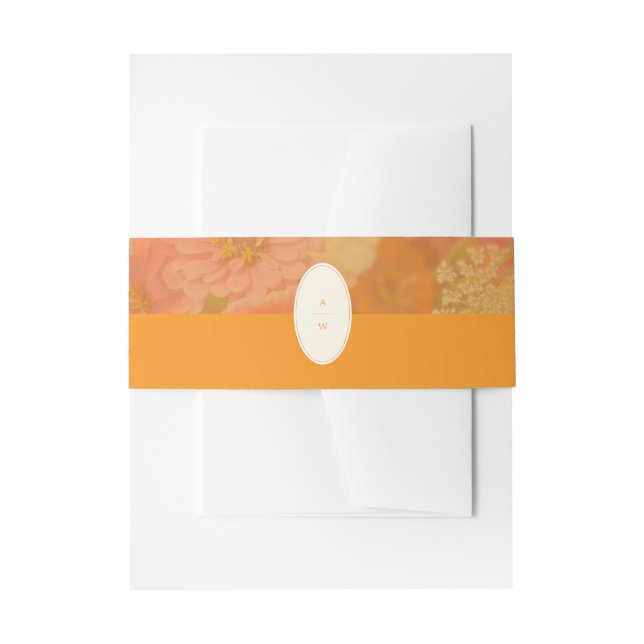 Vintage Wildflower Pink Poppy Wedding Monogram Invitation Belly Band (Front Example)