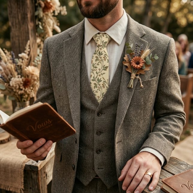 Vintage Wildflower Rustic Vine Pattern  Neck Tie (Creator Uploaded)