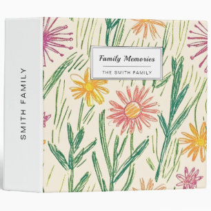 Vintage Wildflower Sketch (10) 3 Ring Binder