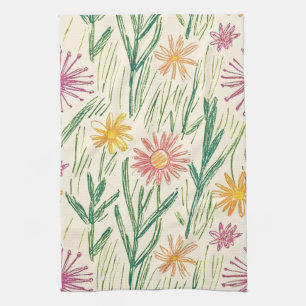 Vintage Wildflower Sketch (10) Kitchen Towel