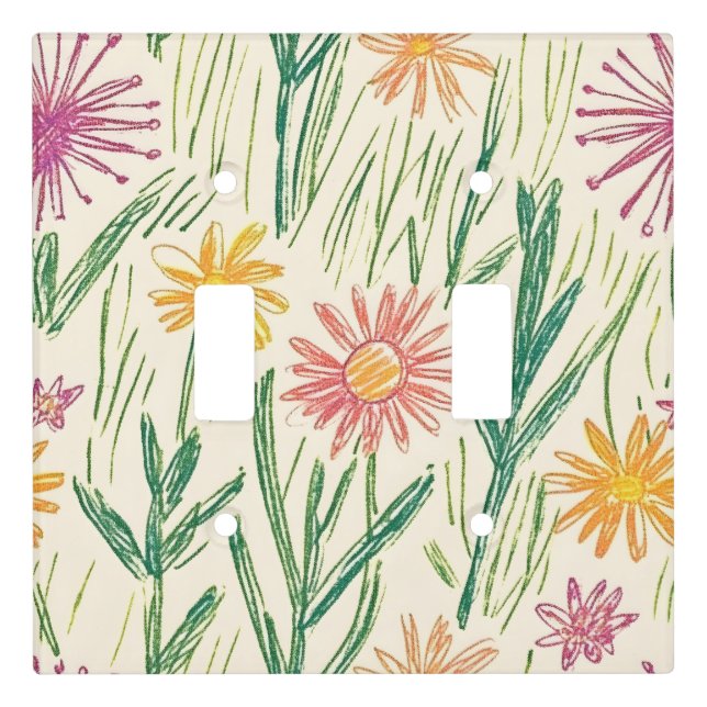 Vintage Wildflower Sketch (10) Light Switch Cover (Front)