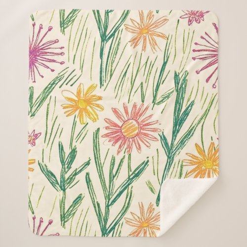 Vintage Wildflower Sketch (10) Sherpa Blanket