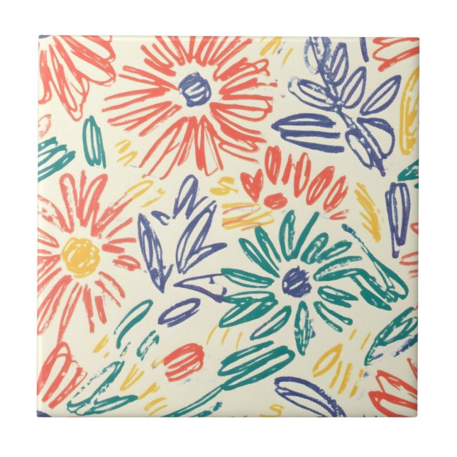 Vintage Wildflower Sketch (11) Ceramic Tile (Front)